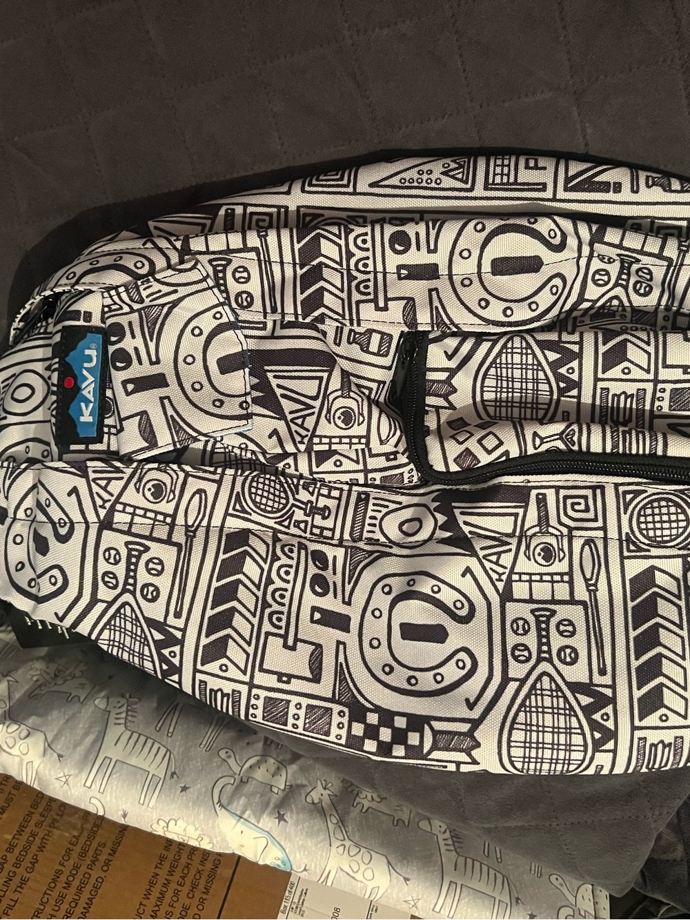 NWT Kavu White/Black Graphic Sling Backpack